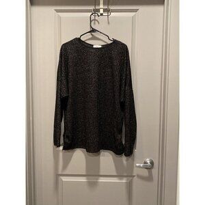 Gold Shimmer Sparkle Top 2XL Black Holiday Party Sweater